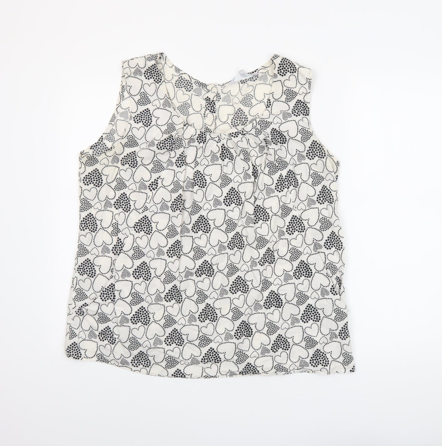 Red Herring Womens White Heart Print Sleeveless Cotton Blouse Size 18