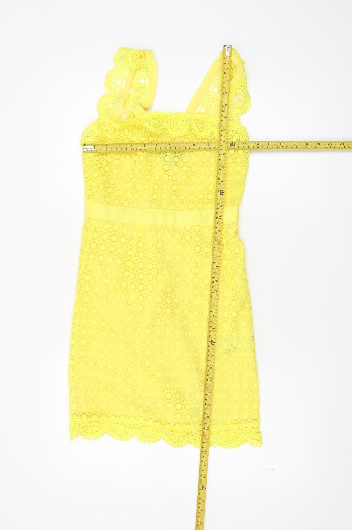 New Look Women’s Yellow Lace Sheath Dress Size 6 Summer Party