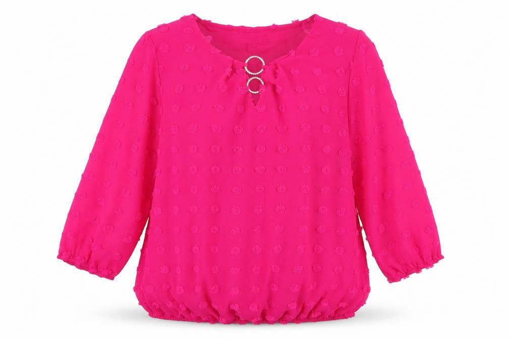 Gerard Womens Pink Chiffon 3/4 Sleeve Tunic Blouse Size 10