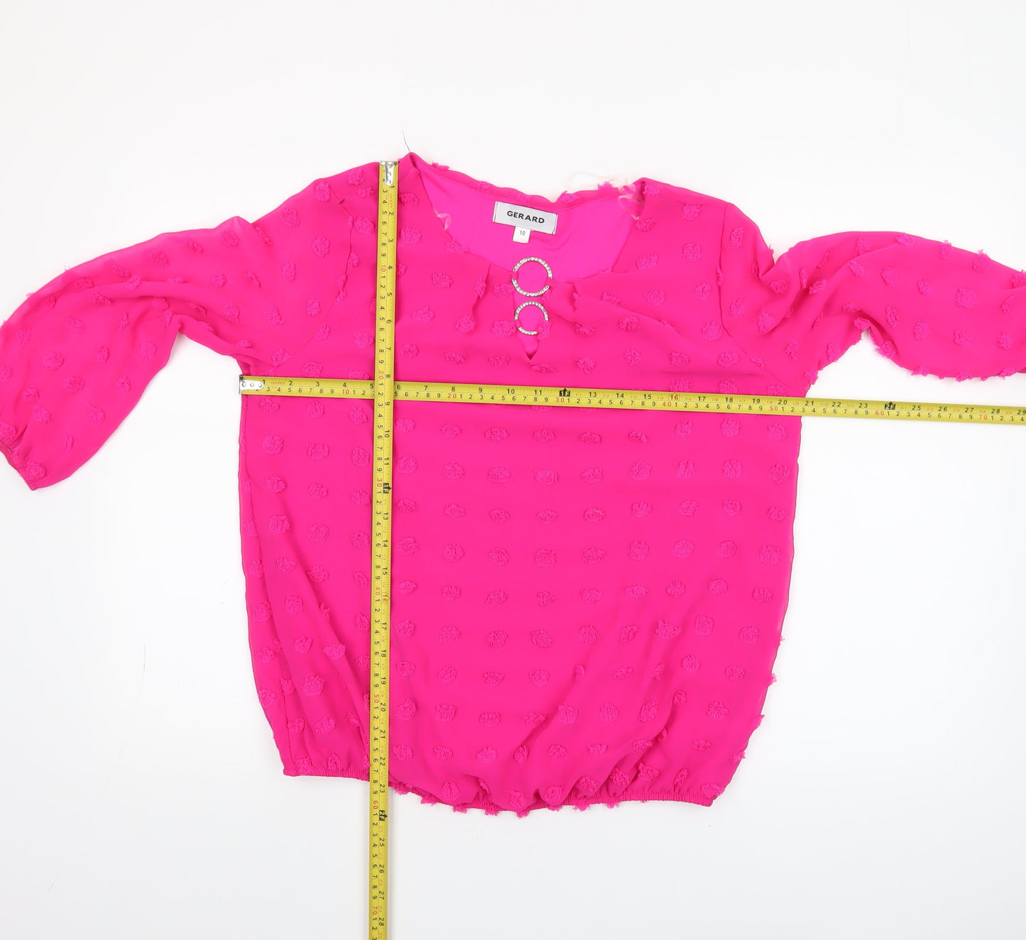 Gerard Womens Pink Chiffon 3/4 Sleeve Tunic Blouse Size 10
