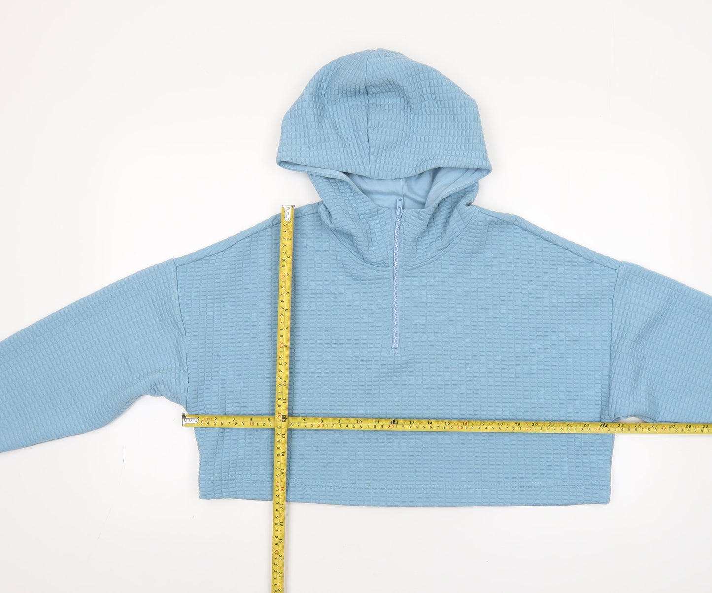 Monki Women's Blue 1/4 Zip Cropped Hoodie Size Small