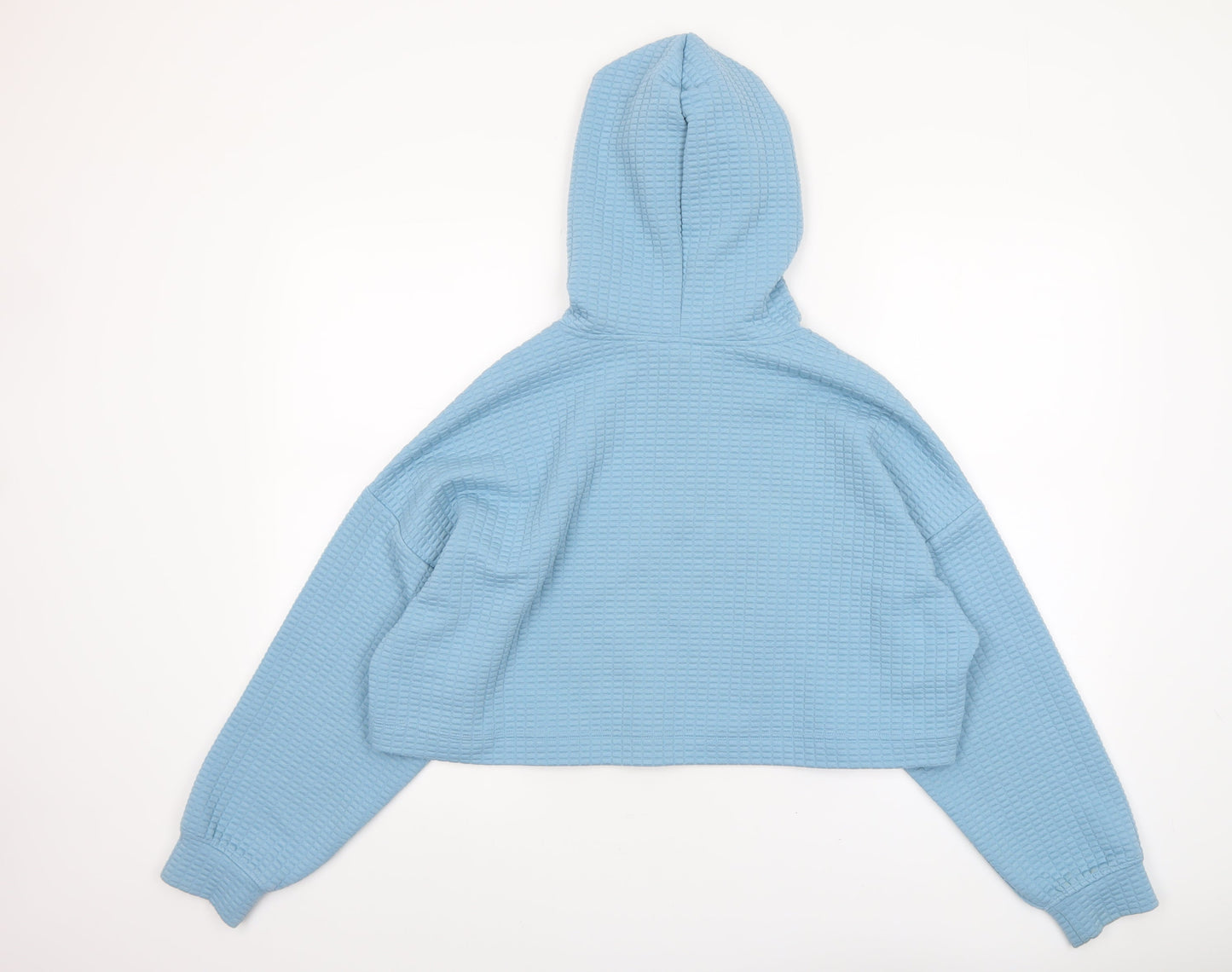 Monki Women's Blue 1/4 Zip Cropped Hoodie Size Small