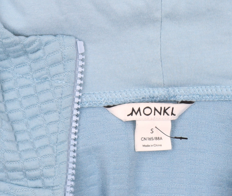Monki Women's Blue 1/4 Zip Cropped Hoodie Size Small