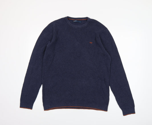 Easy Men’s Blue Cotton Blend Crew Neck Jumper Size L