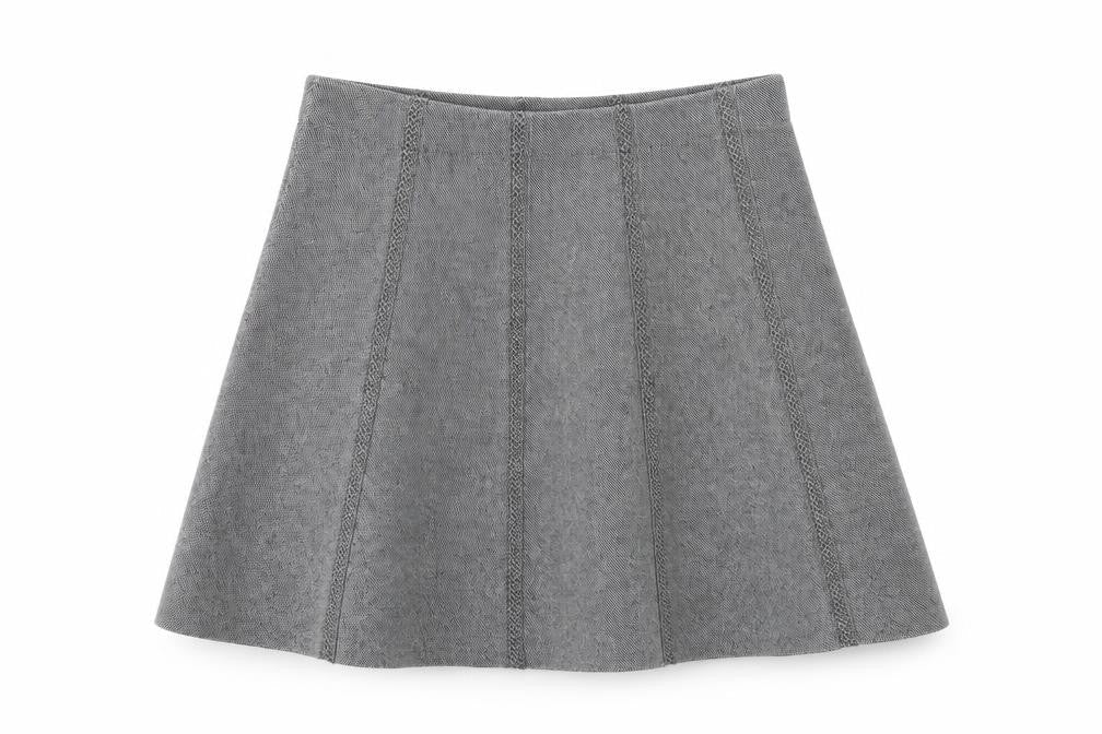 Zara Women Grey A-Line Knit Skirt Size 12