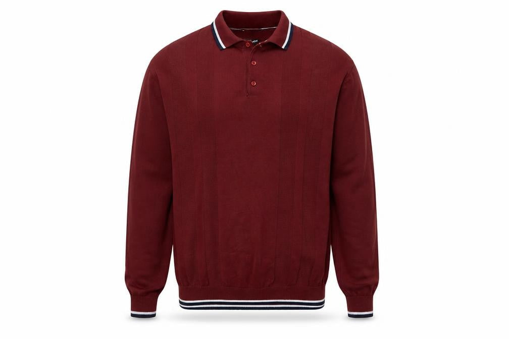 Next Men’s Red Cotton Henley Jumper XL Long Sleeve Classic Knit