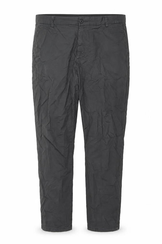 Front view of Denim Co. Men's Grey Slim Fit Chino Trousers 38W 32L Cotton Blend