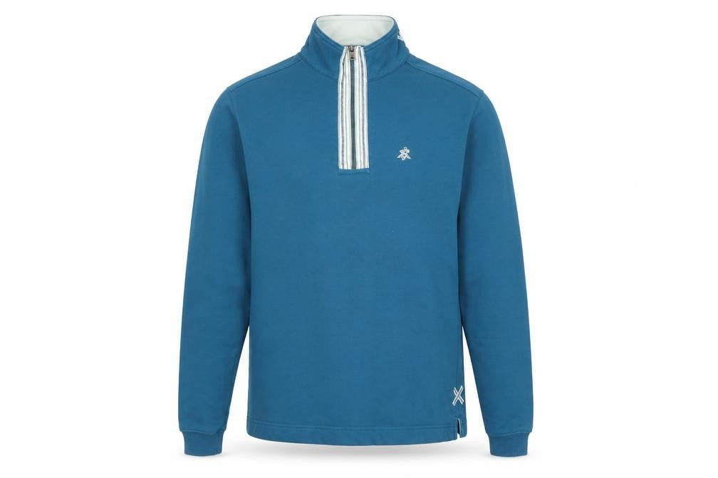 White Stuff Men’s Blue 1/2 Zip High Neck Sweatshirt Size M