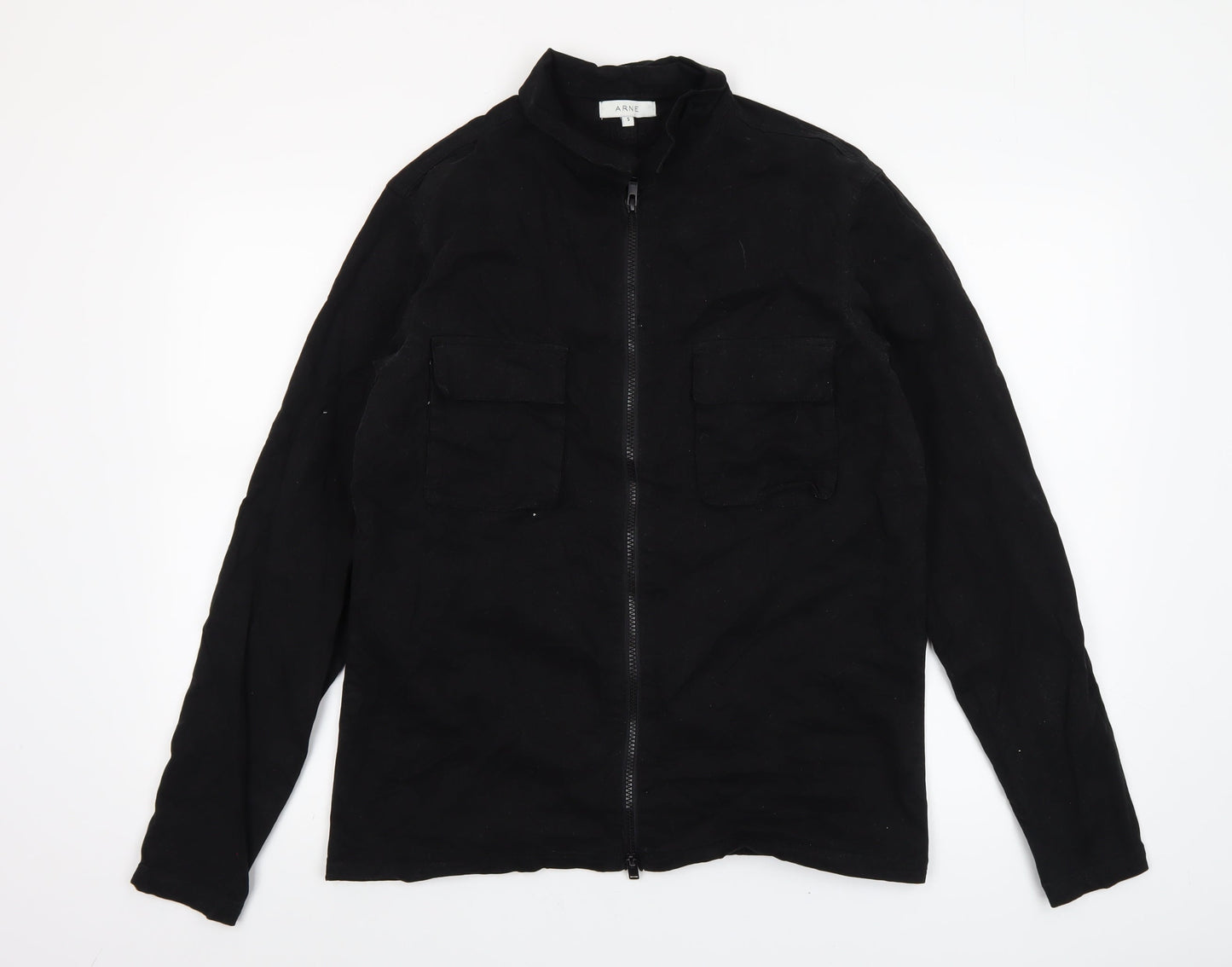 ARNE Men's Black Cotton Full Zip Lightweight Jacket Size S