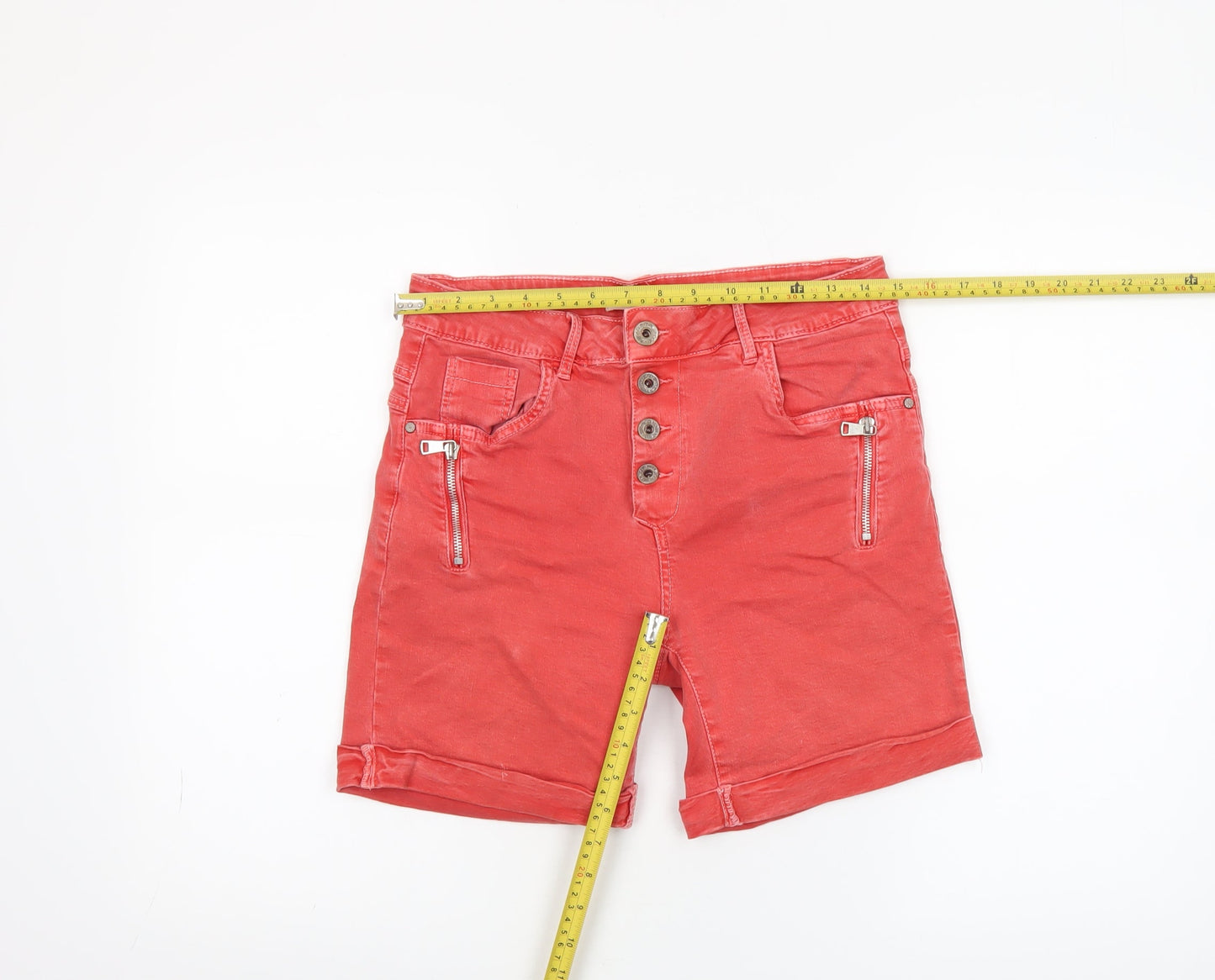 Jewelly Womens Red Chino Stretch Shorts Size XS