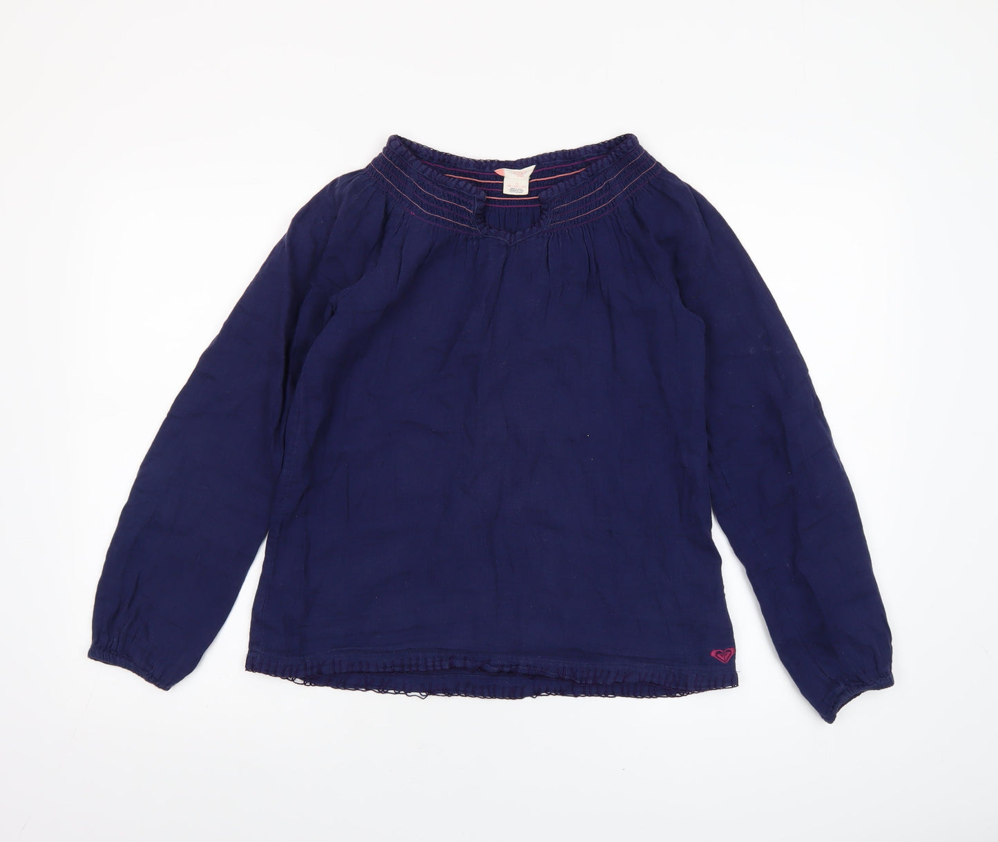 Roxy Girls Blue Cotton Long Sleeve Tunic Blouse Size 16 Years