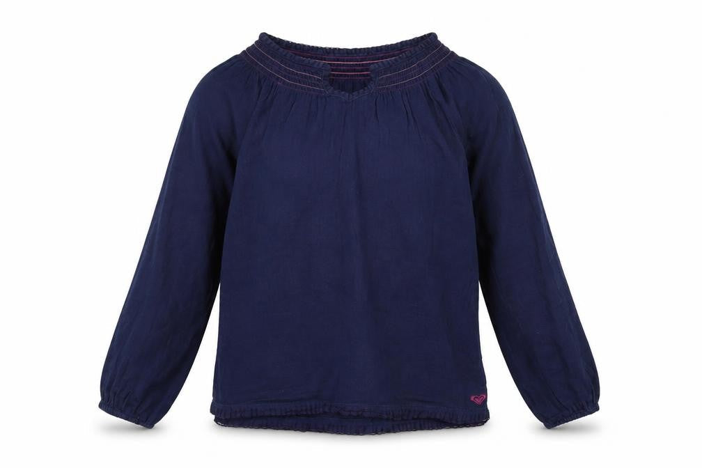 Roxy Girls Blue Cotton Long Sleeve Tunic Blouse Size 16 Years