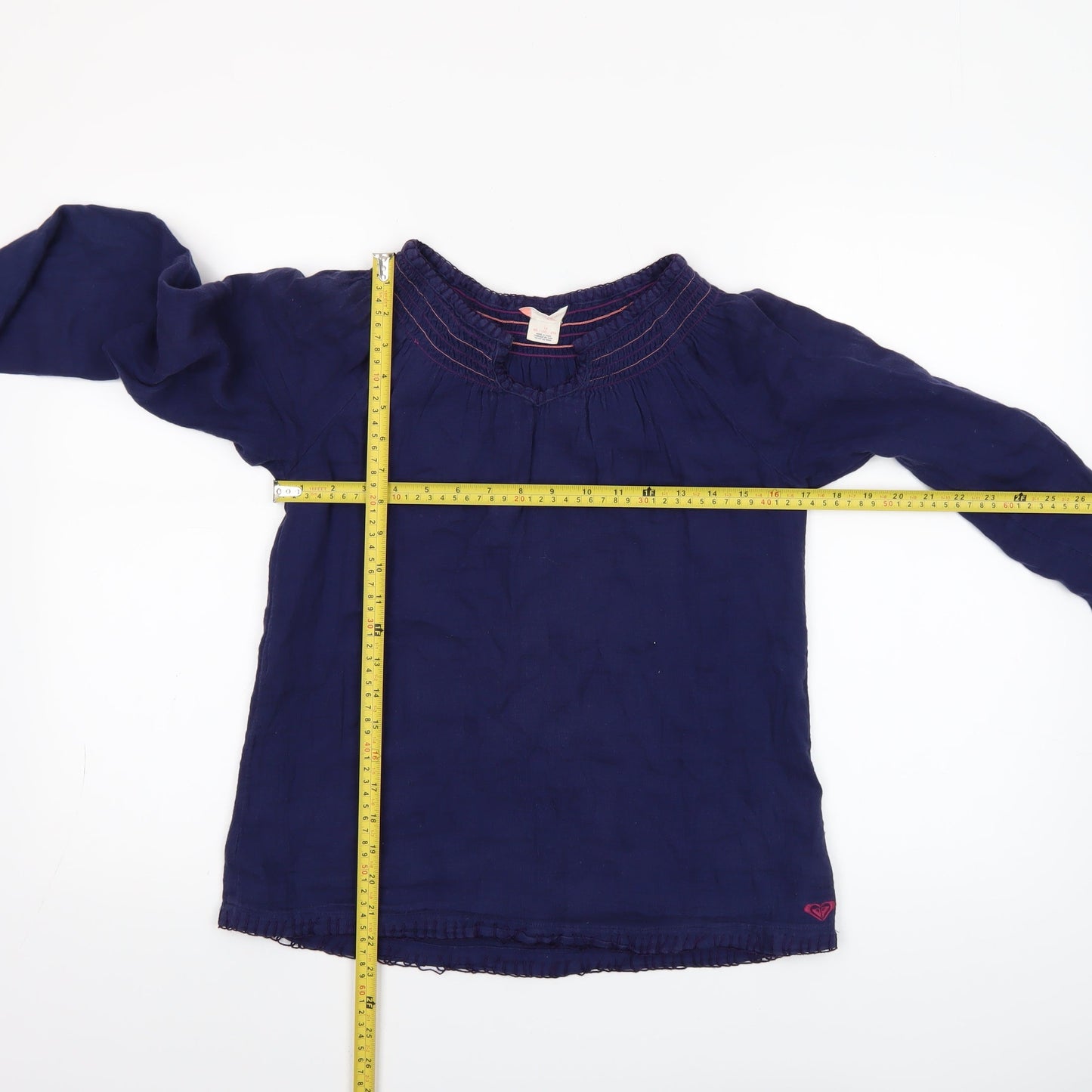 Roxy Girls Blue Cotton Long Sleeve Tunic Blouse Size 16 Years