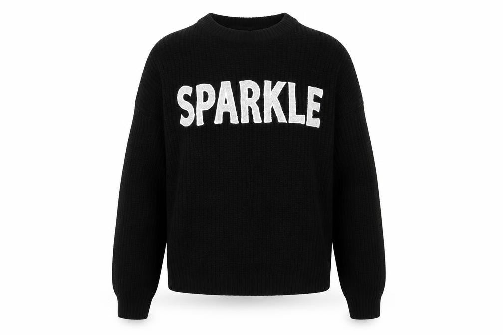 FB Sister Women’s Black 'Sparkle' Chunky Knit Pullover Jumper Size S