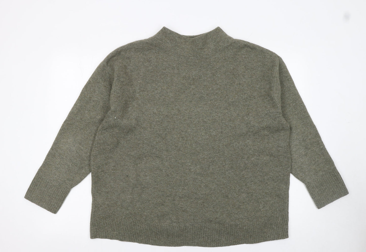 UNIQLO Women's Green Mock Neck Wool Blend Pullover Jumper XL