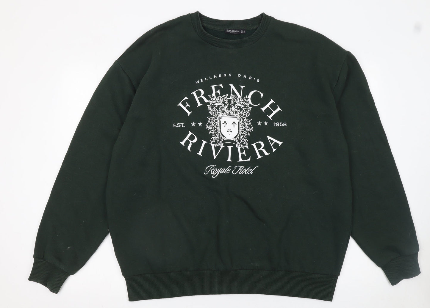 Stradivarius Women's Black French Riviera Graphic Sweatshirt Size L