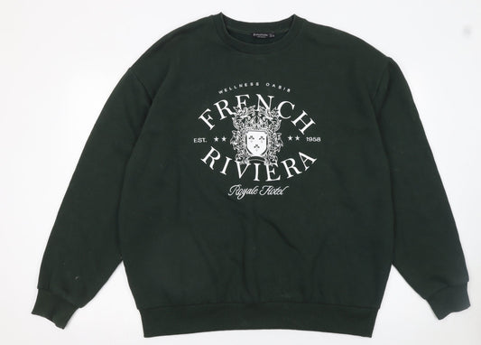 Stradivarius Women's Black French Riviera Graphic Sweatshirt Size L