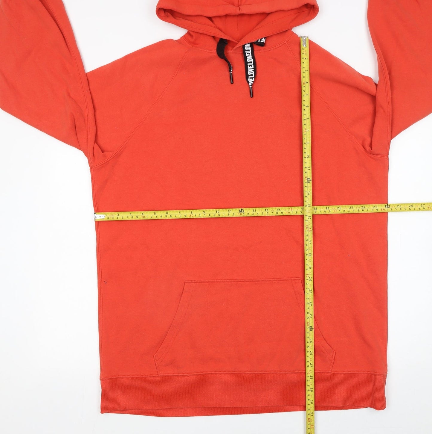 Next Men’s Orange Pullover Hoodie L Regular Fit Fleece