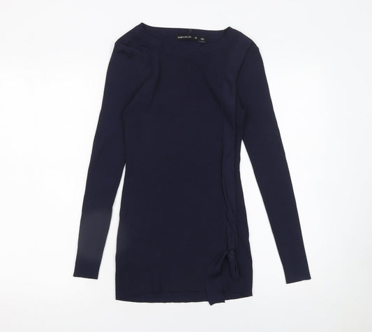 Karen Millen Women's Blue XS Slim Fit Knit Jumper with Bow Detail