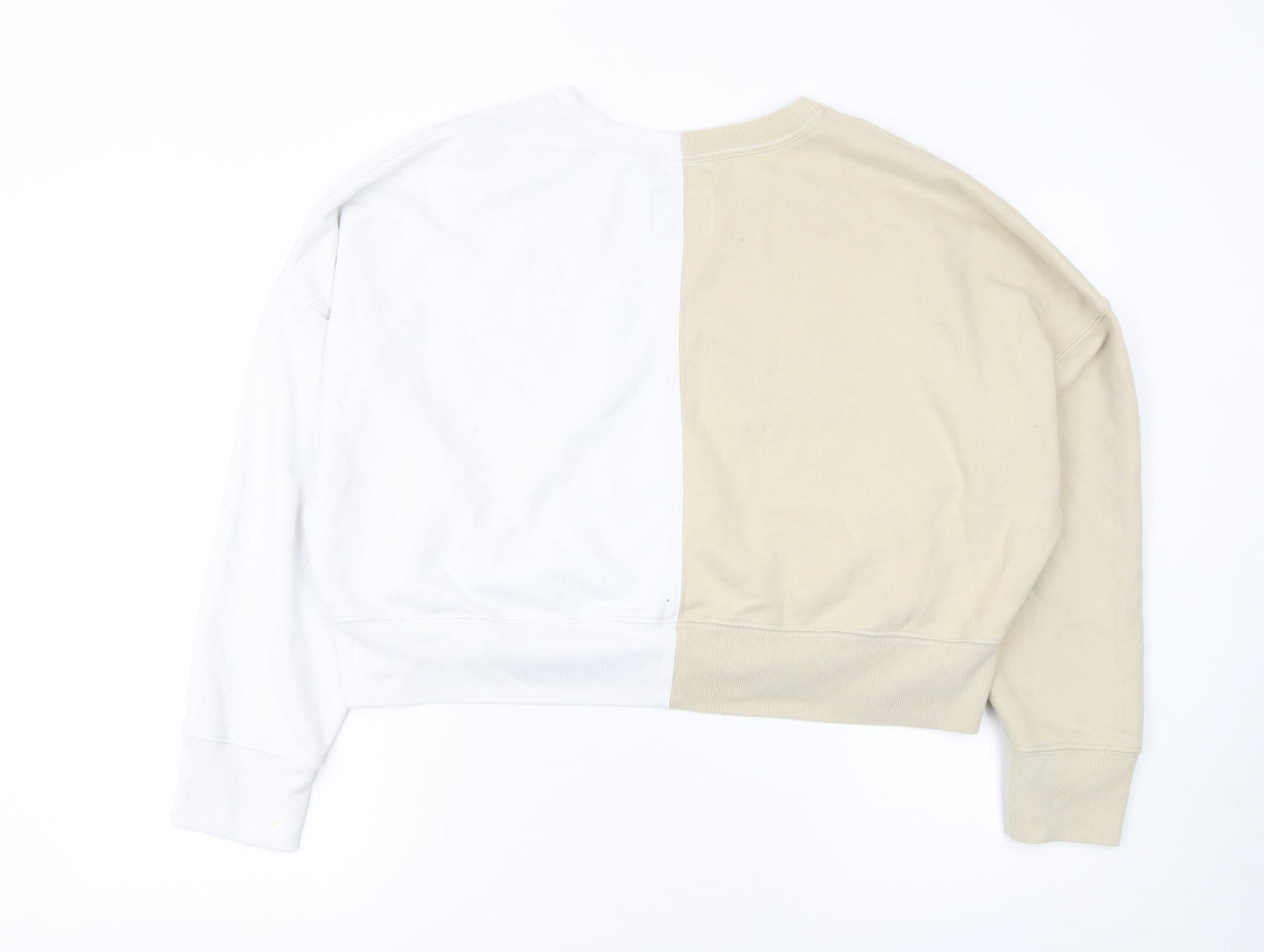 Abercrombie & Fitch Women Beige White Colourblock Sweatshirt L Soft A&F Collection
