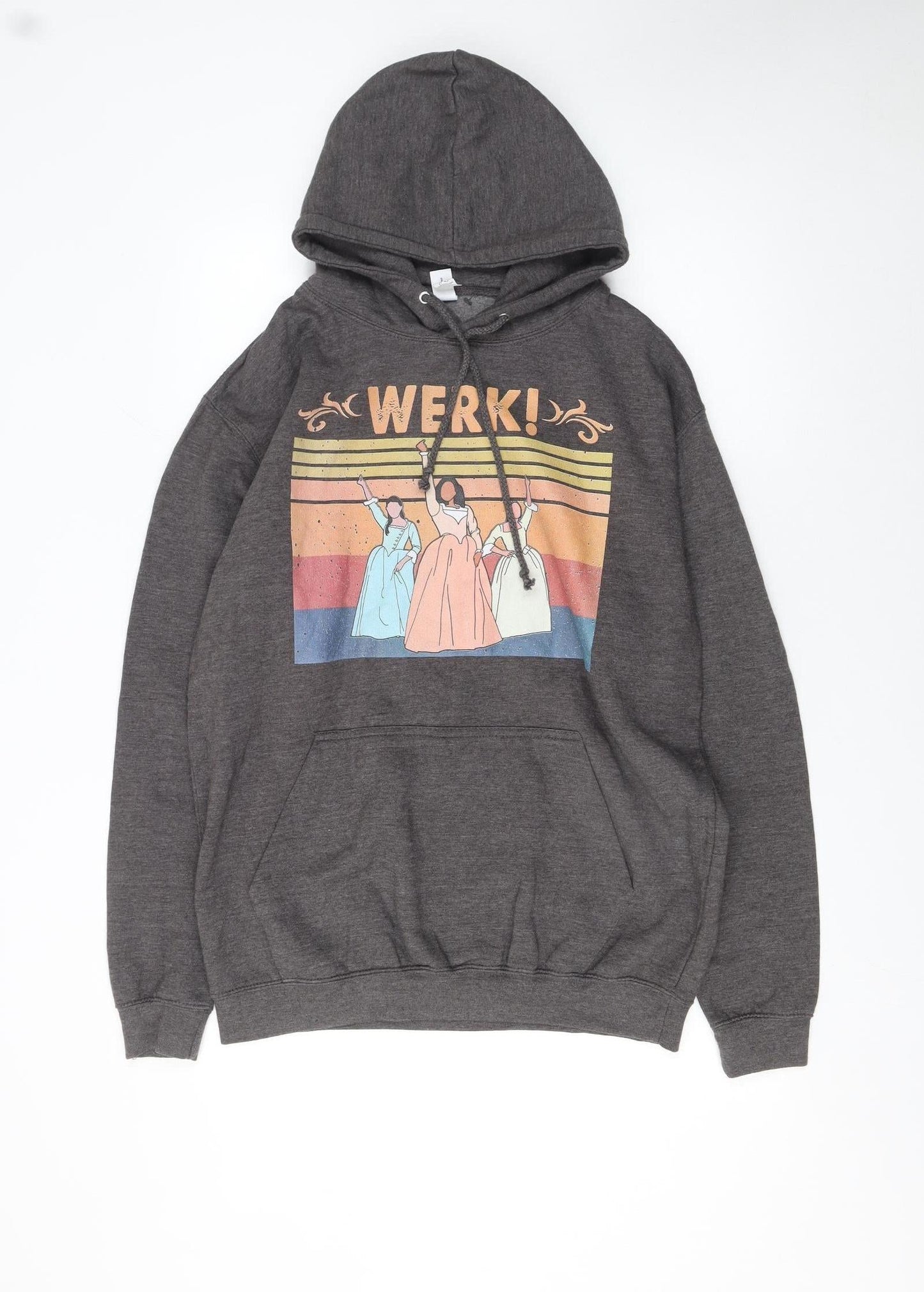 Just Hoods AWDis Womens Charcoal Graphic Pullover Hoodie Size L