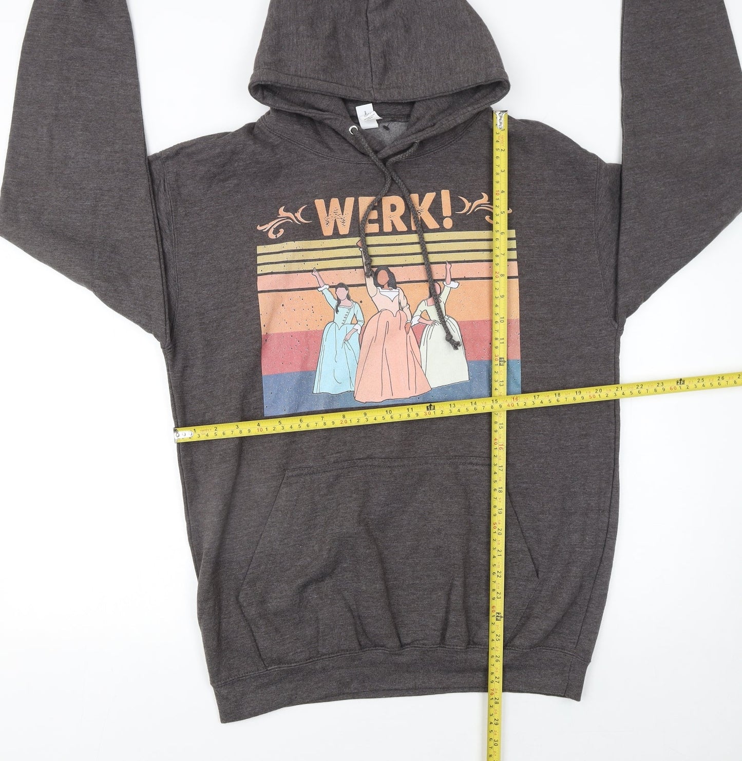 Just Hoods AWDis Womens Charcoal Graphic Pullover Hoodie Size L