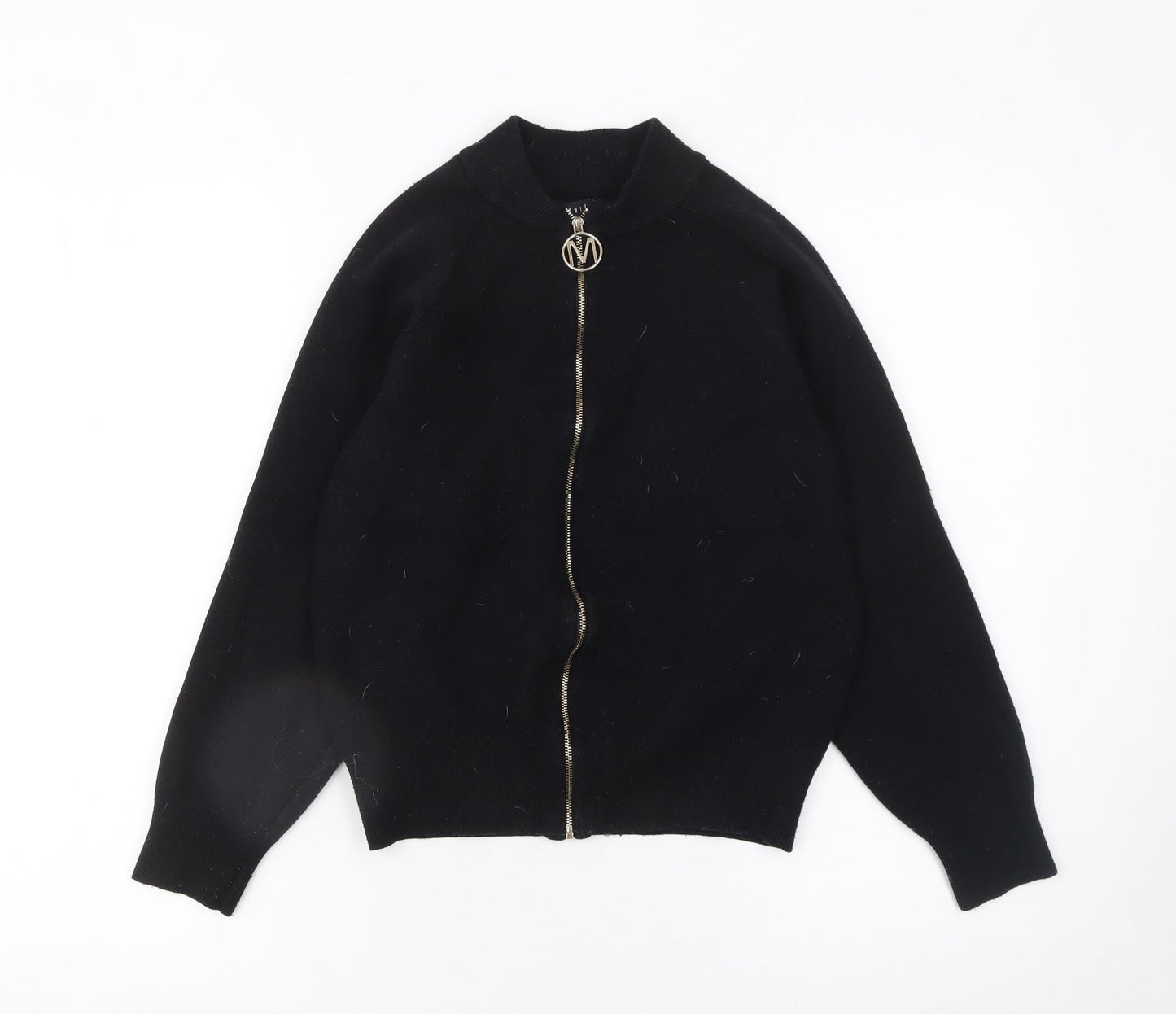 Mohito Women's Black High Neck Full Zip Knit Jumper Size S