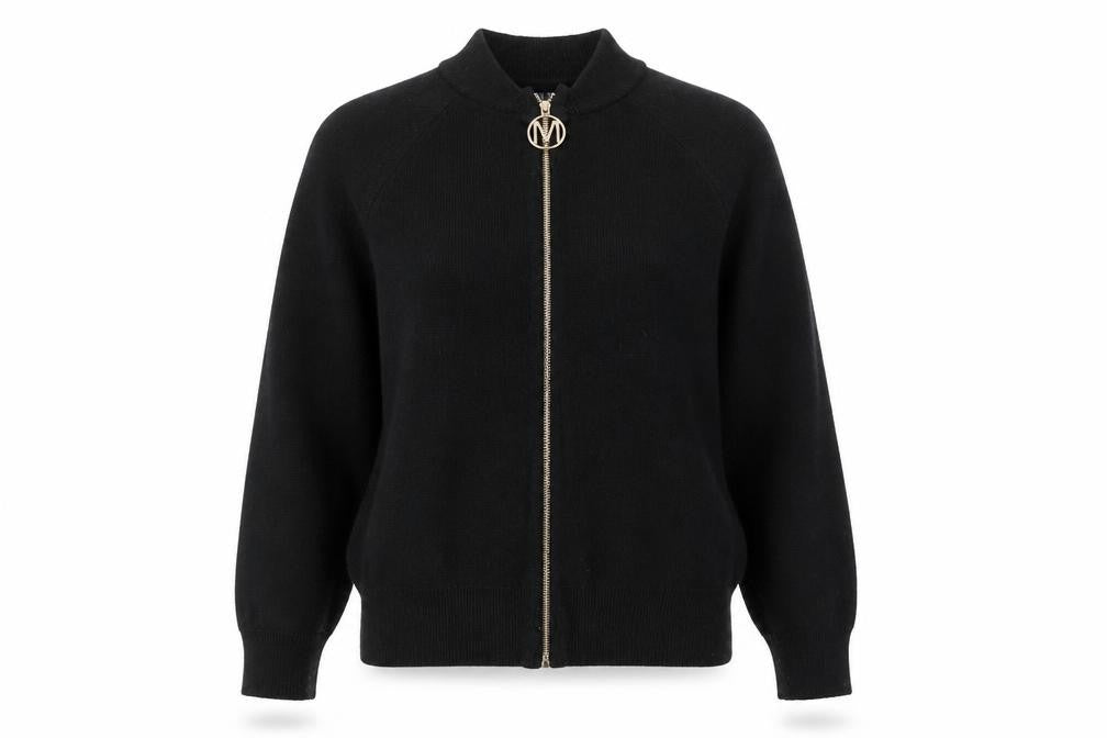 Mohito Women's Black High Neck Full Zip Knit Jumper Size S
