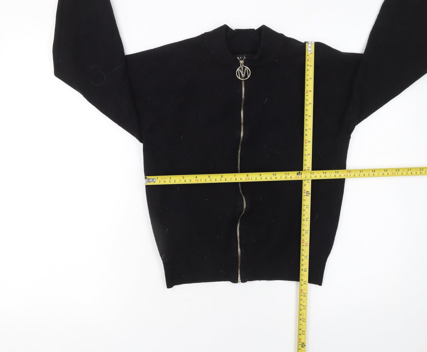 Mohito Women's Black High Neck Full Zip Knit Jumper Size S