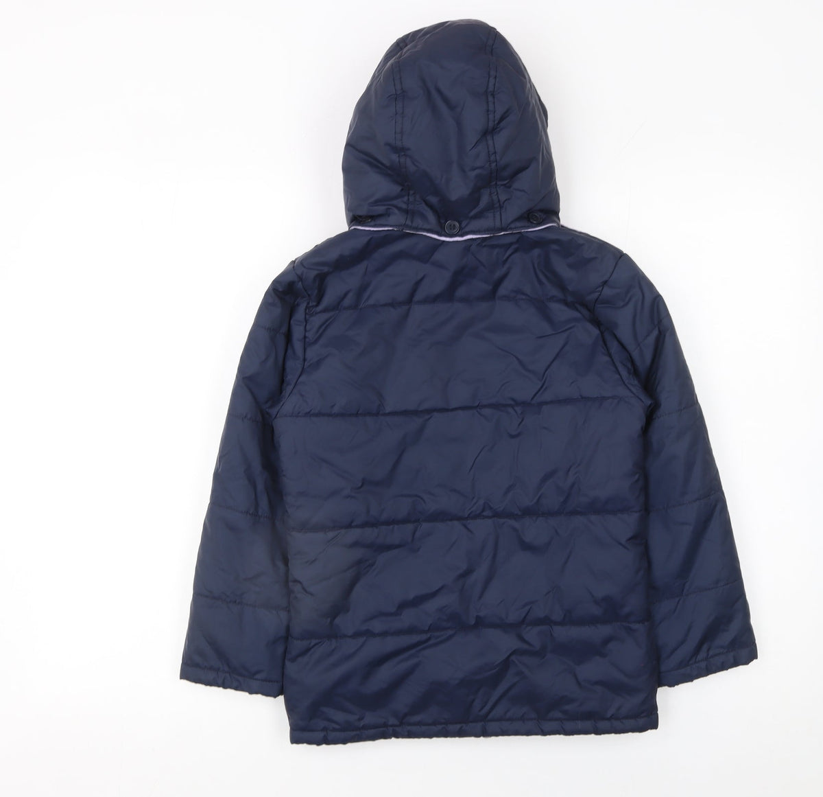 Adams Girls Blue Hooded Puffer Jacket 8 Years Nylon Mid-Length Coat