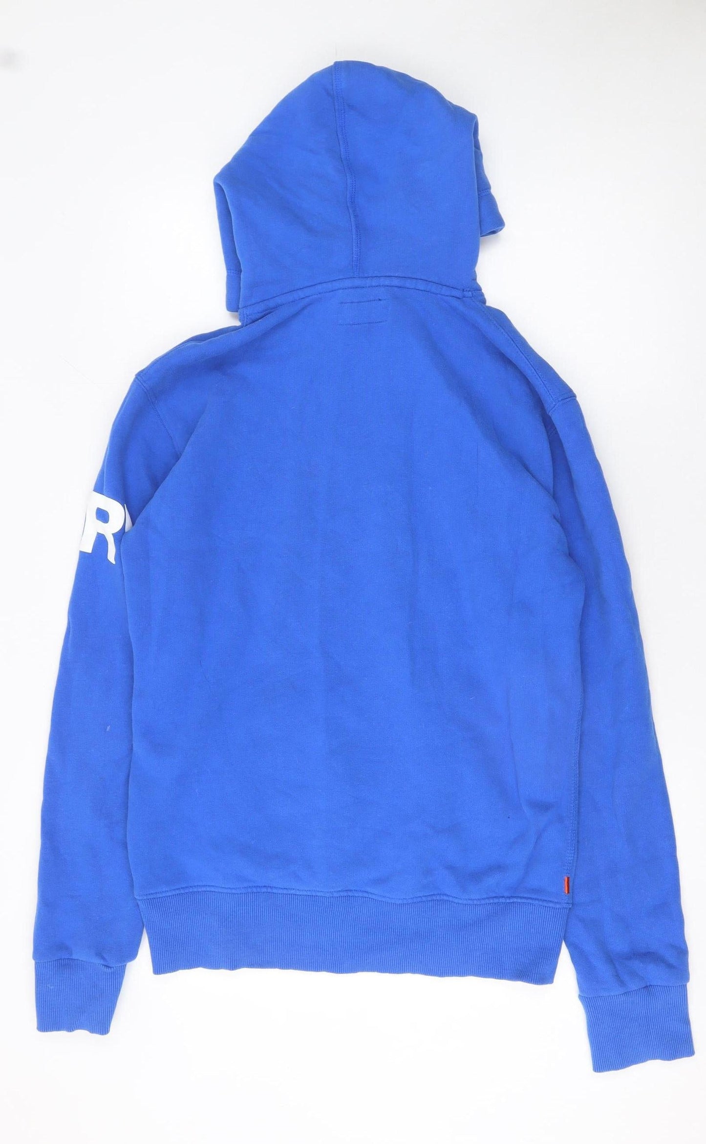Superdry Men's Blue Pullover Hoodie S Graphic Print Logo Drawstring