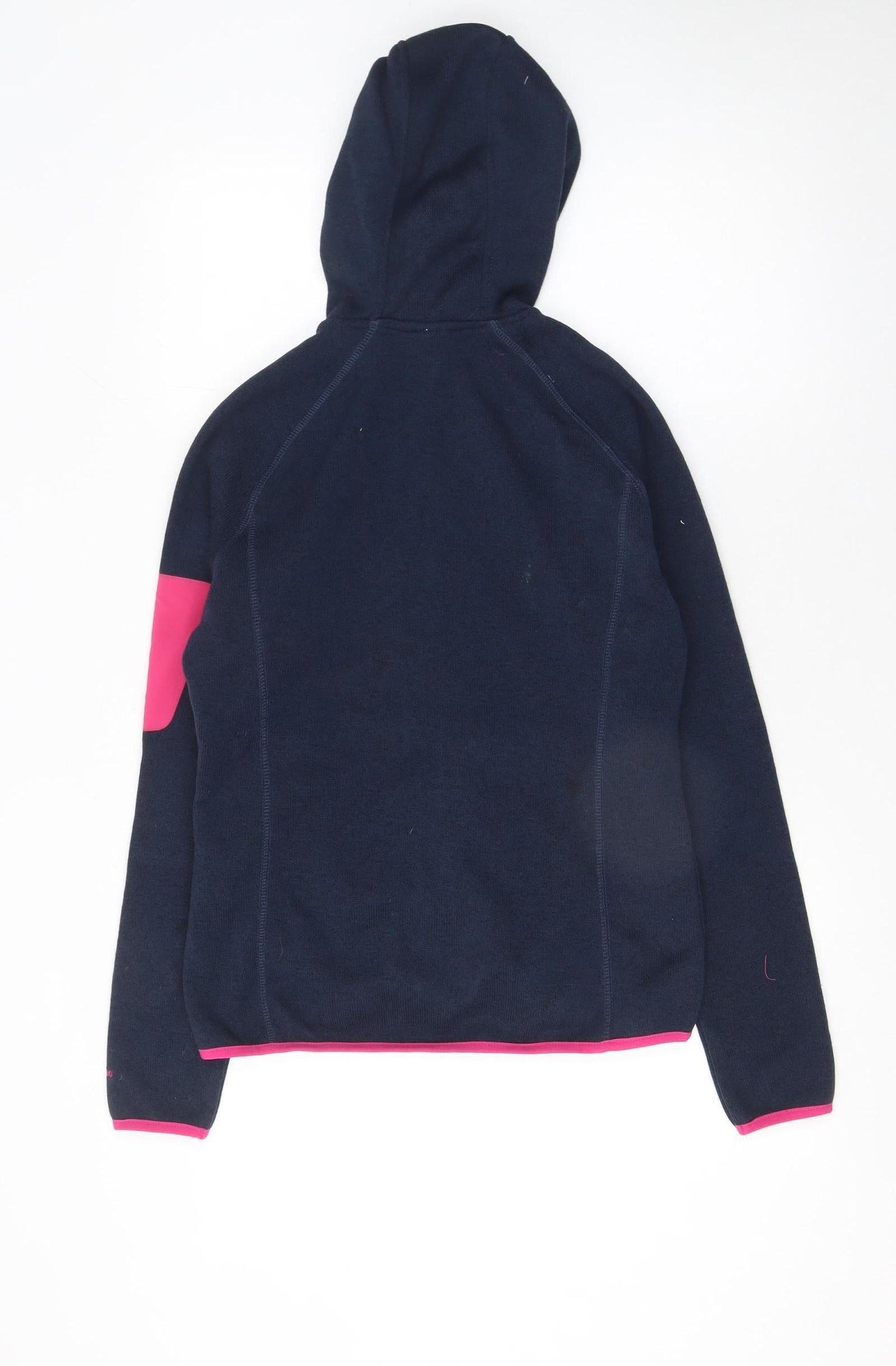 Trespass Womens Navy Pink Full Zip Hooded Fleece Jacket Size UK10