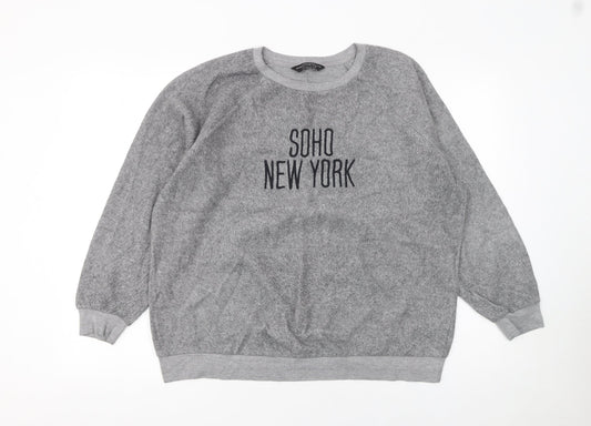 Dorothy Perkins Women’s Grey Pullover Sweatshirt UK 16 SOHO NEW YORK