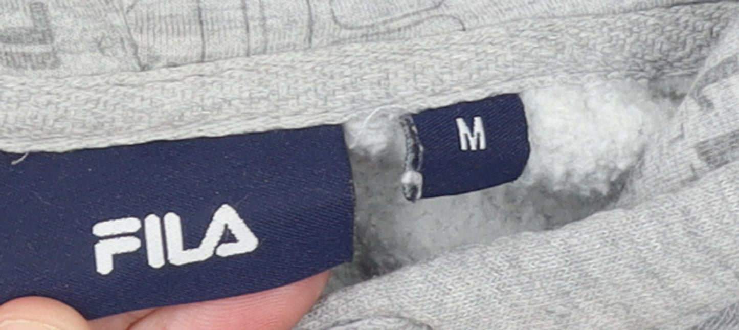 Fila Mens Grey Pullover Hoodie M Logo Fleece Sportswear