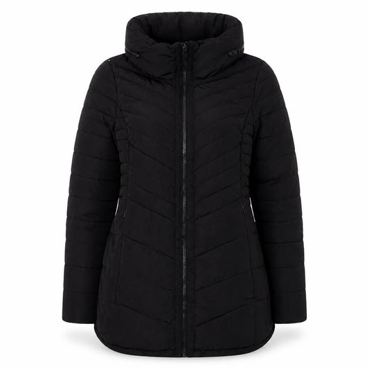 Next Womens Black Size 10 Puffer Jacket Mid Length Quilted Coat