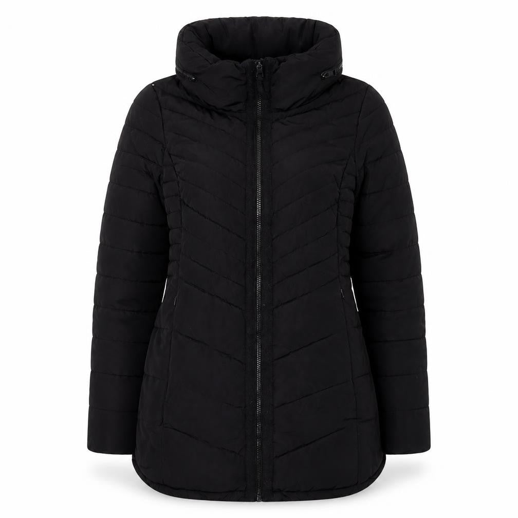 Next Womens Black Size 10 Puffer Jacket Mid Length Quilted Coat