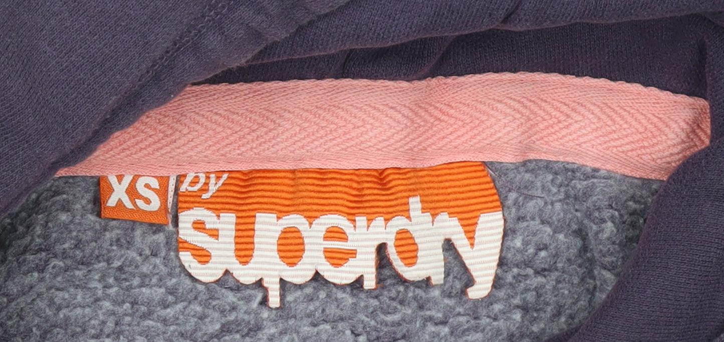 Superdry Women's Purple Pullover Hoodie XS Cotton Blend Graphic