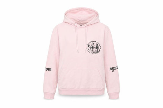 SYSTVM Womens Pink Graphic Pullover Hoodie Size S Cotton Blend