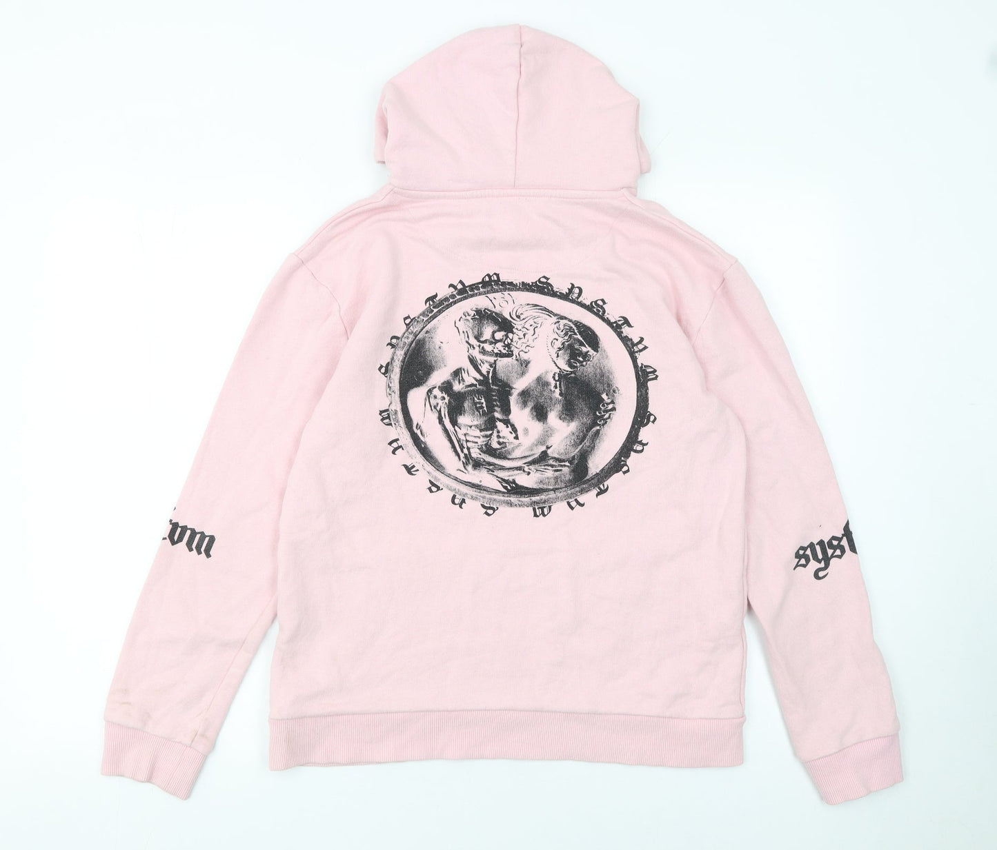 SYSTVM Womens Pink Graphic Pullover Hoodie Size S Cotton Blend