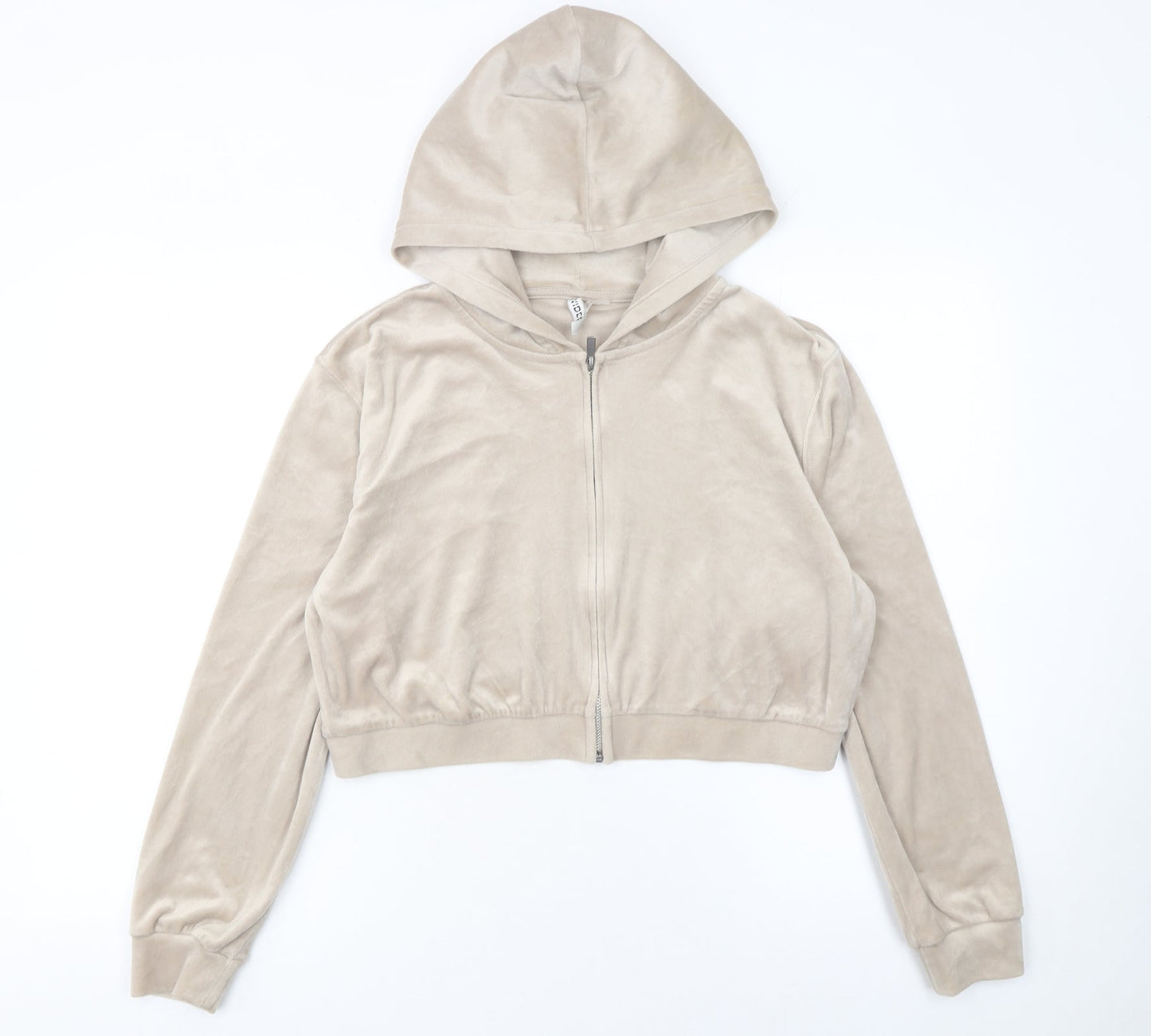 H&M Divided Women Beige Full Zip Velour Hoodie Size 14 L