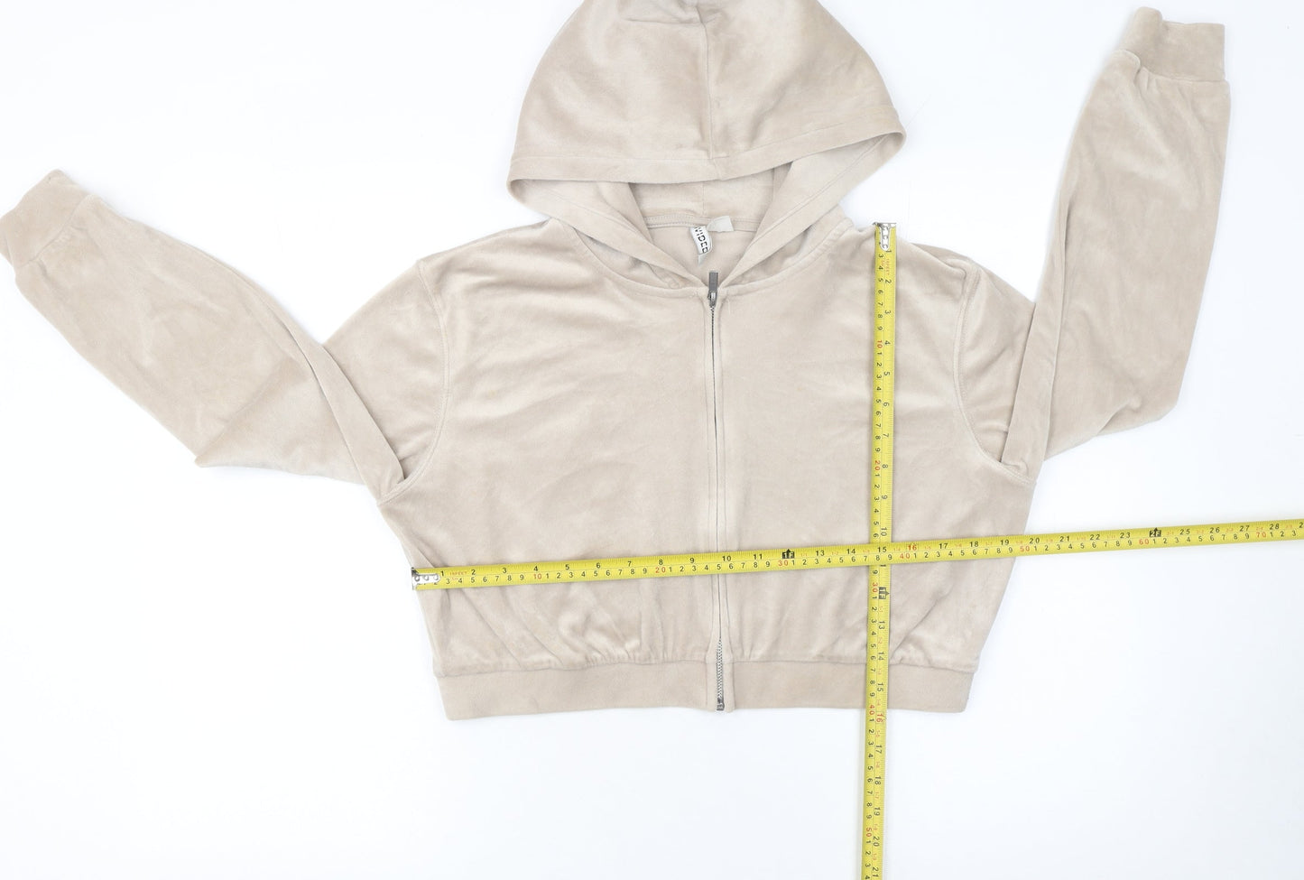 H&M Divided Women Beige Full Zip Velour Hoodie Size 14 L