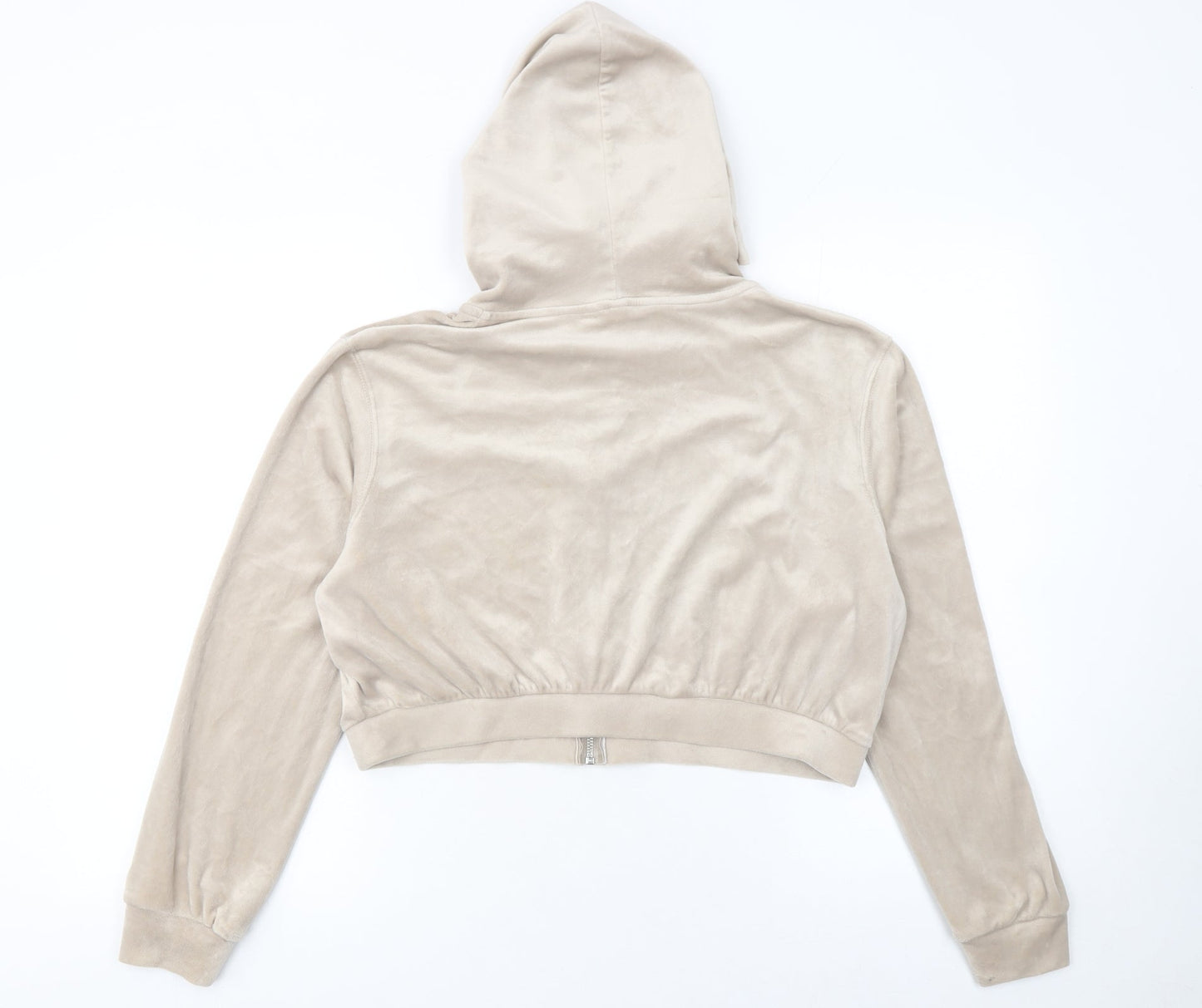 H&M Divided Women Beige Full Zip Velour Hoodie Size 14 L