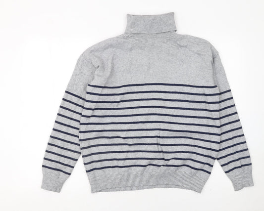 Apricot Women Grey Striped Roll Neck Knit Jumper Size 10