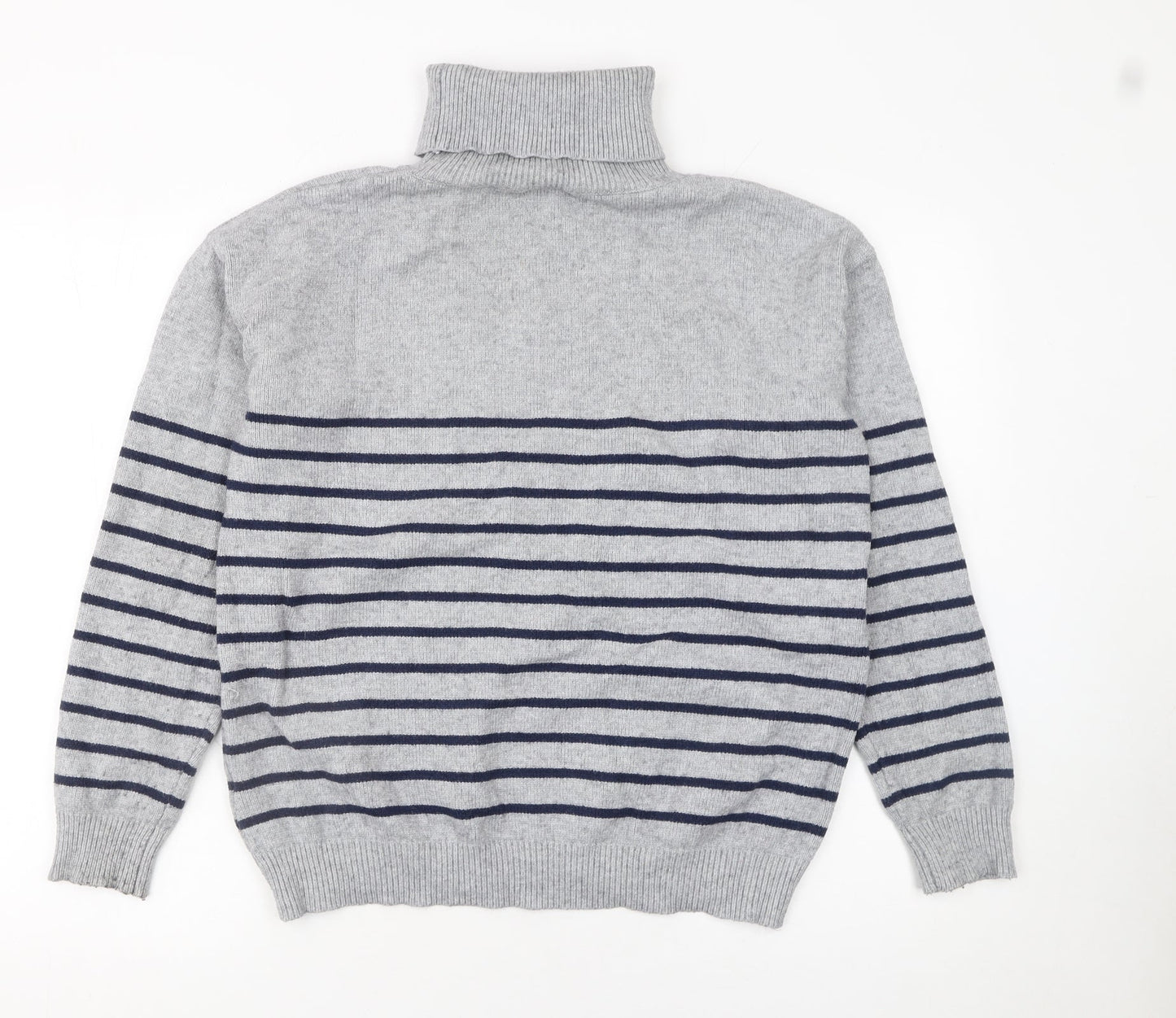 Apricot Women Grey Striped Roll Neck Knit Jumper Size 10