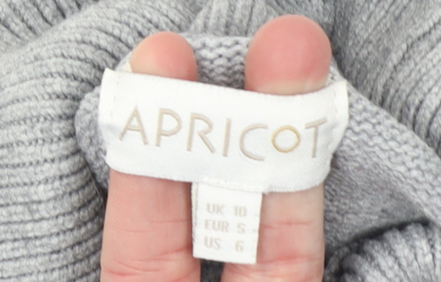 Apricot Women Grey Striped Roll Neck Knit Jumper Size 10