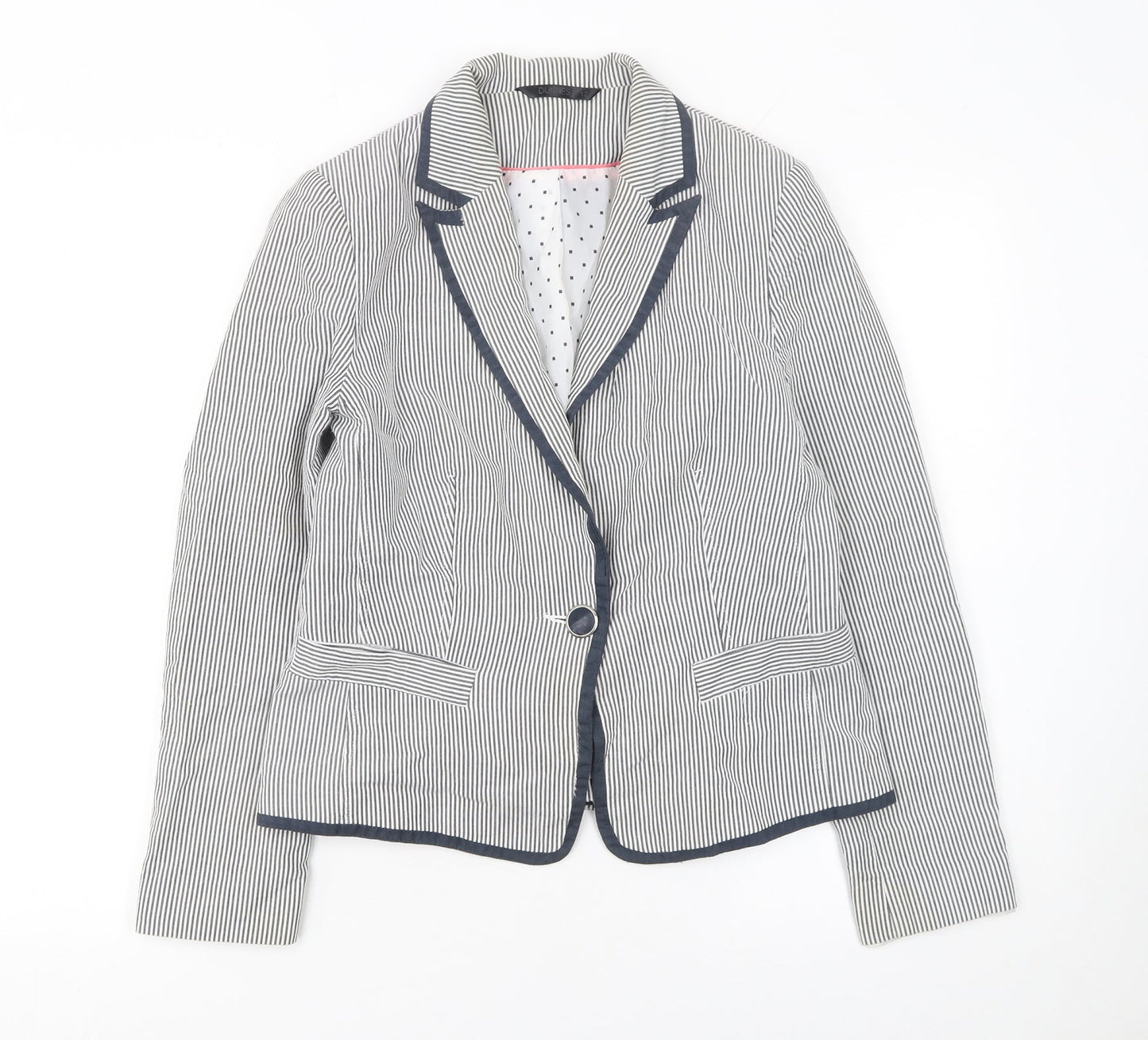 Dunnes Women Blue Pinstripe Single-Breasted Blazer Size 12