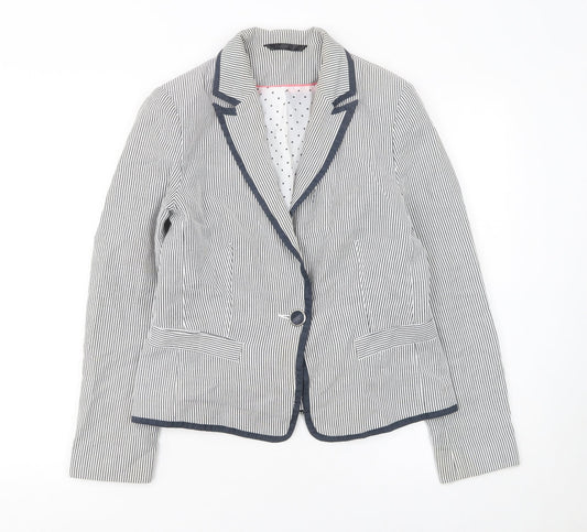 Dunnes Women Blue Pinstripe Single-Breasted Blazer Size 12