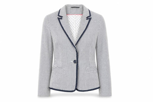 Dunnes Women Blue Pinstripe Single-Breasted Blazer Size 12