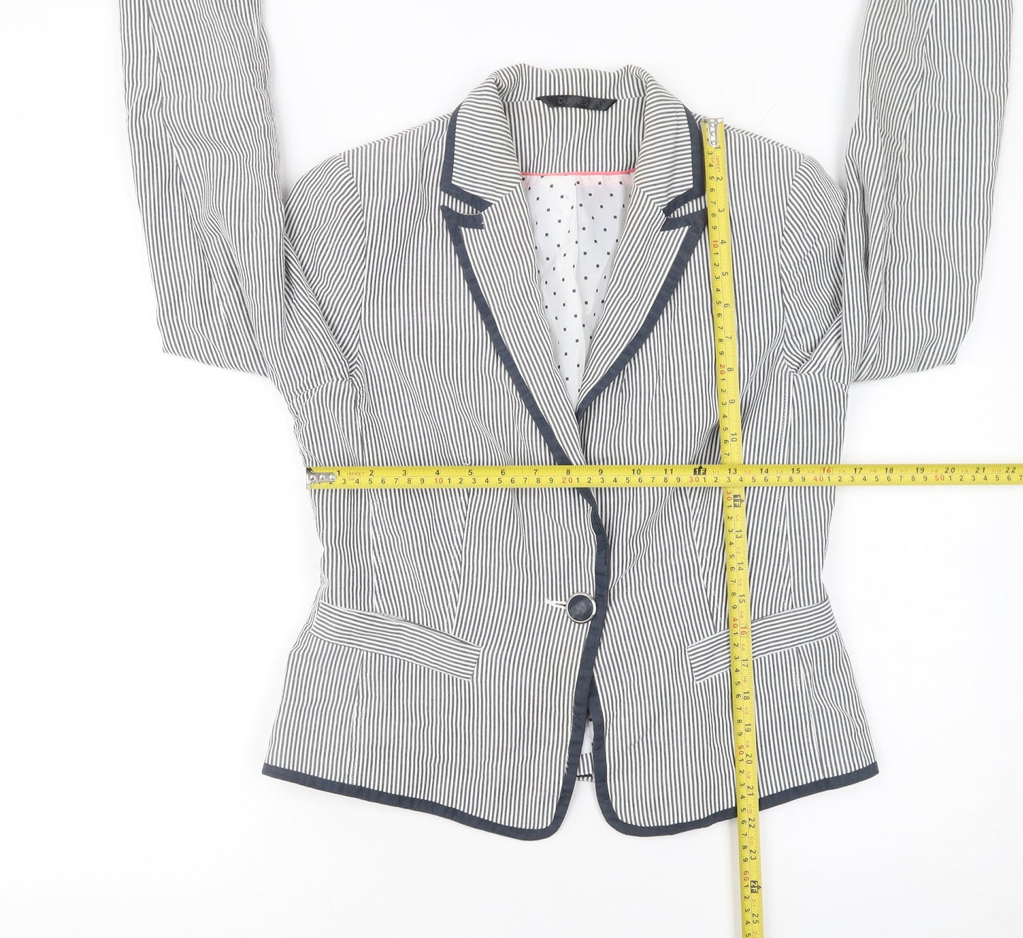 Dunnes Women Blue Pinstripe Single-Breasted Blazer Size 12
