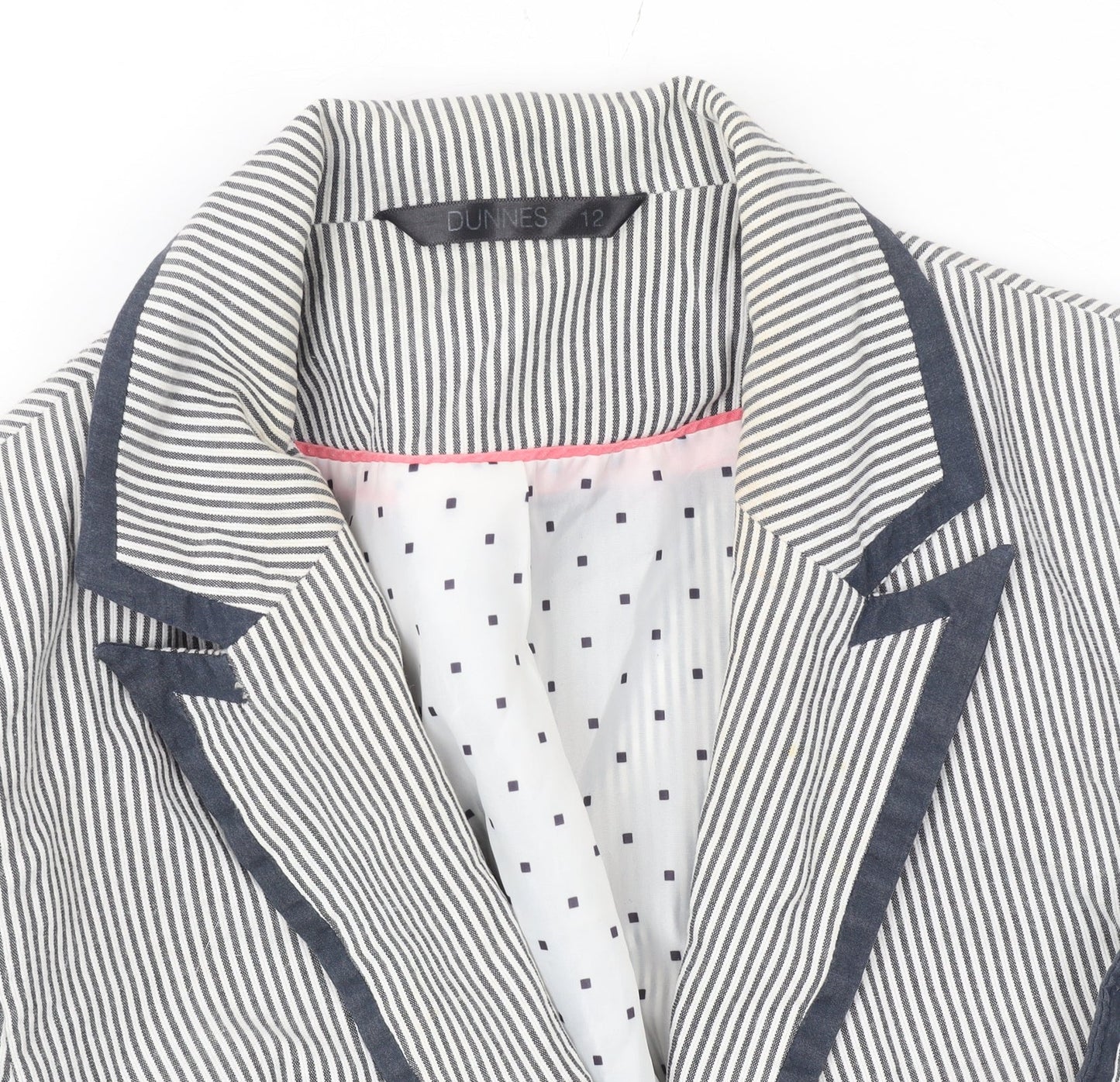 Dunnes Women Blue Pinstripe Single-Breasted Blazer Size 12